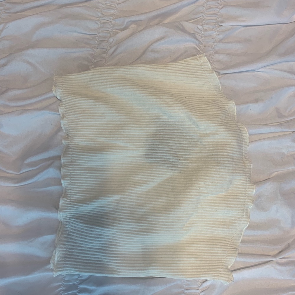 off-white ribbed crop top.